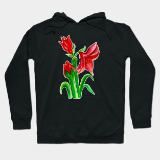 Christmas Amaryllis Flower Watercolor Hoodie